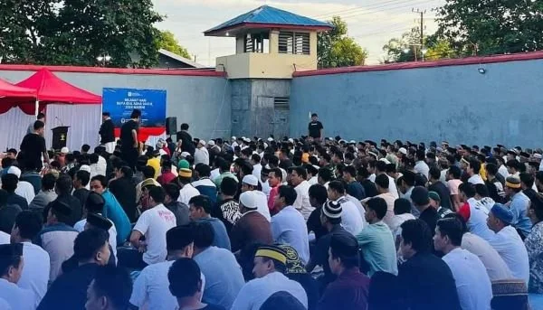 Suasana Shalat Idul Adha di Lapas Takalar (Dok : ist).