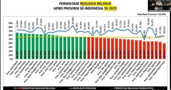 Data persentase belanja APBD pemerintah provinsi se-Indonesia. Dok. Ist