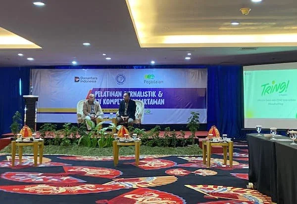 Pemimpin Wilayah PT Pegadaian Kanwil VI Makassar Ngadenan pada agenda Uji Kompetensi Wartawan Lembaga Pers Dr. Soetomo di Swiss-Belhotel Makassar pada Rabu (22/10) (Dok: Nofi KabarMakassar)