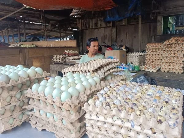 Pedagang Telur di Pasar Terong Haidir (Dok: Sinta KabarMakassar).