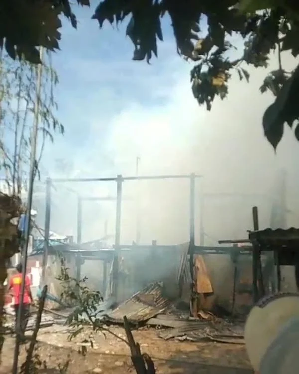 Kediaman Joha saat musibah kebakaran terjadi. (Tangkapan layar).
