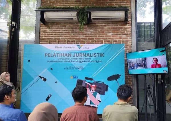Suasana pembukaan pelatihan Jurnalistik yang dilakukan oleh PT Vale Indonesia berkolaborasi dengan Bisnis Indonesia (Dok : Hanifah KabarMakassar).