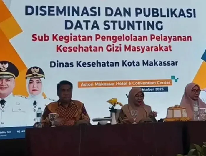 Kepala Dinas Kesehatan (Dinkes) Kota Makassar, dr. Nursaidah Sirajuddin, M.Kes., menghadiri Pertemuan Diseminasi dan Publikasi Data Stunting Kota Makassar. (Foto:ist)