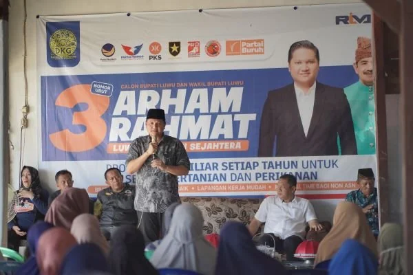 Calon Bupati Luwu nomor urut 3 Arham Basmin Mattayang saat melakukan kampanye dialogis (Dok : Ist).