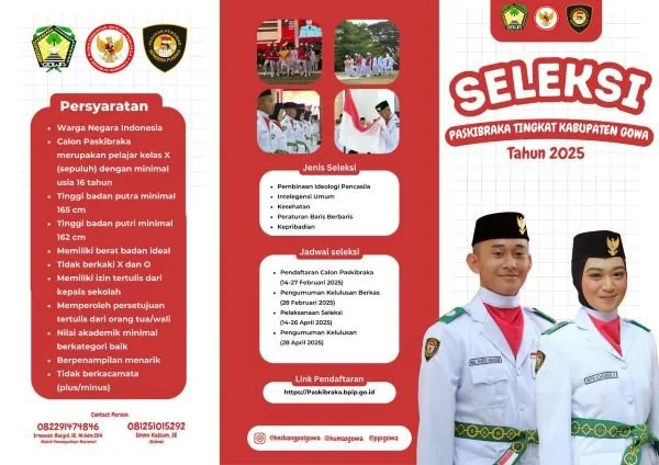 Seleksi Calon Paskibraka Gowa segera dibuka (Dok : Ist).