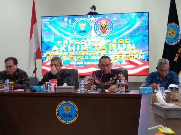 Konferesi pers BNNP Sulsel. (Dok: Dwiki KabarMakassar)