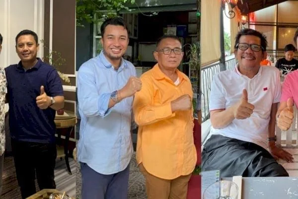 akal calon Bupati Lutra Andi Abdullah Rahim foto bareng tiga pimpinan parpol Sulsel. (Foto : ist).