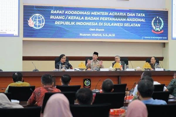 Rapat koordinasi Kementerian ATR/BPN bersama Kepala Daerah se-Sulsel di Kantor Gubernur Sulsel (dok. Ist).