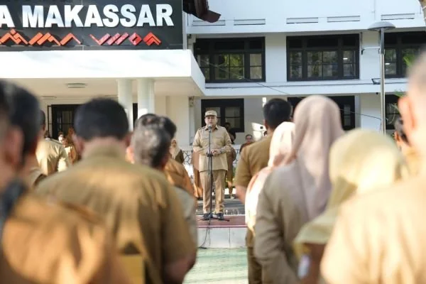 Wali Kota Makassar, Munafri Arifuddin saat Memberikan Sambutan di Apel Pagi di Balaikota Makassar (Dok: Ist).