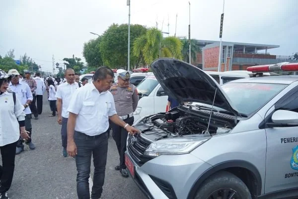 Bulukumba Andi Muchtar Ali Yusuf saat memeriksa ambulans desa (Dok : Ist).