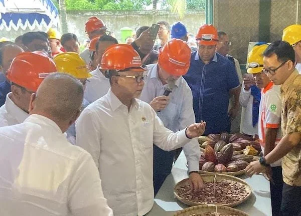 Menko Bidang Pangan Zulkifli Hasan di Gudang Kakao PT Papandayan Cocoa Industries (Dok: Nofi KabarMakassar)