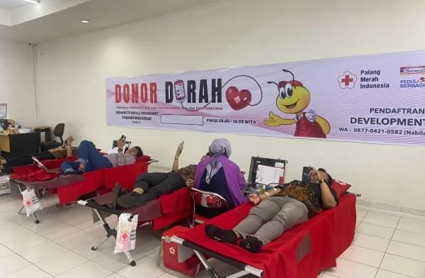 Donor darah yang dilaksanakan oleh Indomaret, berlokasi di Gedung TC Office Indomaret Cabang Makassar (Dok: Nofi KabarMakassar)