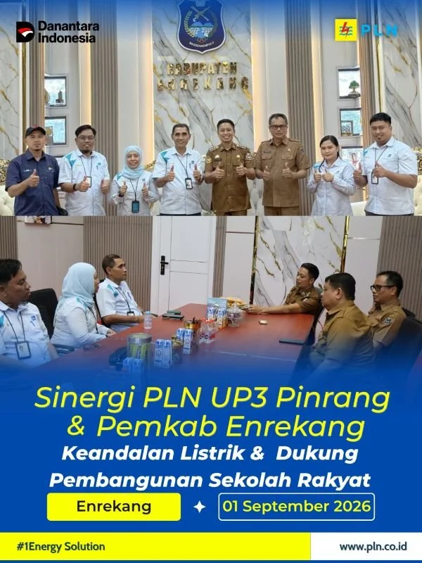 PLN UP3 Pinrang saat mengunjungi Kantor Bupati Enrekang (Dok: Ist)